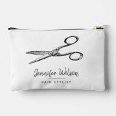 エレガントレトロはさみ – ミニマル美容師 アクセサリーポーチ (裏面)