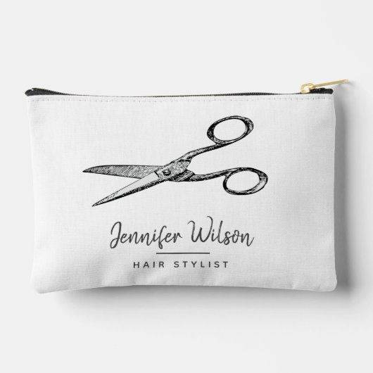 エレガントレトロはさみ – ミニマル美容師 アクセサリーポーチ (裏面)