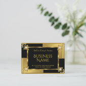 エレガントレトロアールデコ金ゴールドブラックメタル 名刺 (スタンド正面)