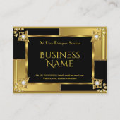 エレガントレトロアールデコ金ゴールドブラックメタル 名刺 (正面)