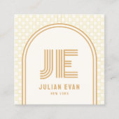 エレガントレトロイエローモノグラム名刺 スクエア名刺 (正面)