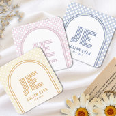 エレガントレトロイエローモノグラム名刺 スクエア名刺