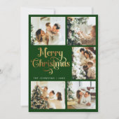 エレガントレトログリーン&金ゴールドフェイククリスマスファミリー シーズンカード (正面)