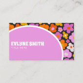 エレガントレトログルーヴィ紫カラフルフローラモダン 名刺 (正面)