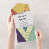 エレガントレトロスタイリッシュアールデコシモダンッ結婚ク オールインワン招待状 (貼ってはがせる)