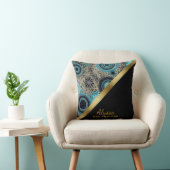 エレガントレトロティール(緑がかった色)ブラック金ゴールドパーソナライズされた クッション (椅子)