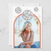 エレガントレトロディスコ溝ブライダルシャワーピンク 招待状 (裏面)