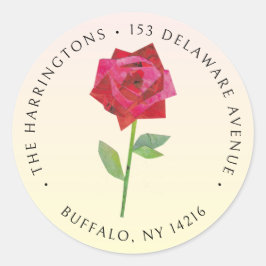 エレガントレトロバラハンドハ図解入りの、写真付きの差出人住所 ラウンドシール