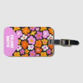 エレガントレトロピカラフルンクモダンGroovyフローラ ラゲッジタグ (正面横)
