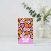 エレガントレトロピカラフルンクQRコードGroovyフローラ 名刺 (スタンド正面)