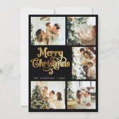 エレガントレトロフェイク金ゴールドメリークリスマスファミリー シーズンカード (正面)