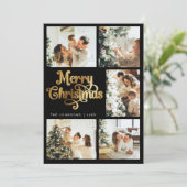 エレガントレトロフェイク金ゴールドメリークリスマスファミリー シーズンカード (スタンド正面)