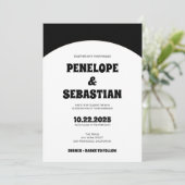 エレガントレトロブラック&ホワイトGroovyトレンディー結婚ズ 招待状 (スタンド正面)