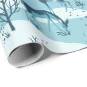 エレガントレトロブルーウッドランドディアー ラッピングペーパー (ロールコーナー)