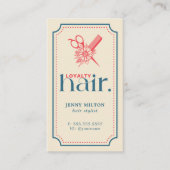 エレガントレトロブルーハサミ美容師 名刺 (正面)