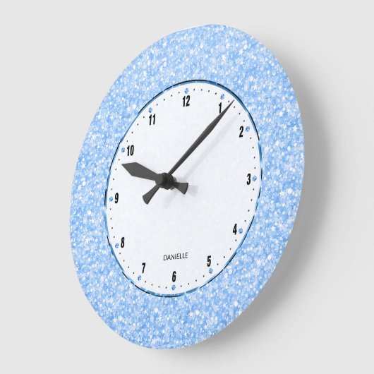 エレガントレトロホワイトグリッターとキラキラ ラージ壁時計 (傾斜)