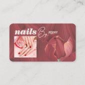 エレガントレトロレッドスタイリッシュ抽象芸術爪、 ネイルアーティスト 名刺 (正面)
