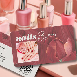 エレガントレトロレッドスタイリッシュ抽象芸術爪、 ネイルアーティスト 名刺