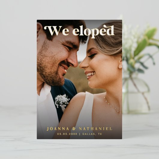 エレガントレトロ台本の駆け落ち実在 箔招待状 (立ち正面)