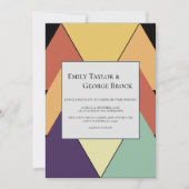 エレガントレトロ抽象芸術幾何スタイリッシュ結婚の 招待状 (正面)