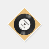 エレガントレトロ白黒ビニール結婚レコード スタンダードカクテルナプキン (角)