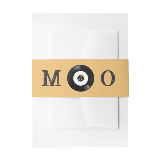 エレガントレトロ白黒ビニール結婚レコード 招待状ベリーバンド (正面例)