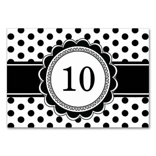 エレガントレトロ白黒水玉模様表の番号 テーブルナンバー (正面)