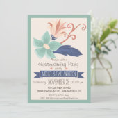 エレガントレトロ花;フローラ引っ越し祝いパーティーパーティー 招待状 (スタンド正面)