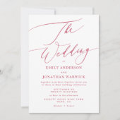 エレガントレトロ赤マゼンダ結婚ー 招待状 (正面)