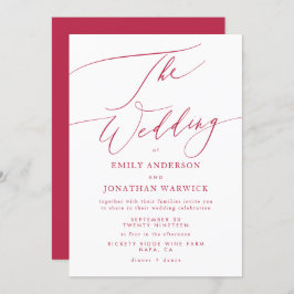 エレガントレトロ赤マゼンダ結婚ー 招待状