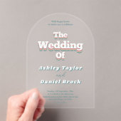 エレガントレトロ70s Groovyスタイリッシュのモダン結婚s アクリル招待状 (インサイチュ (ポータブル))