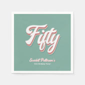 エレガントレトロ70s Groovy 50ユニーク誕生日 スタンダードカクテルナプキン (正面)