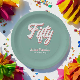 エレガントレトロ70s Groovy 50ユニーク誕生日 ペーパープレート