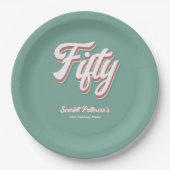 エレガントレトロ70s Groovy 50ユニーク誕生日 ペーパープレート (正面)