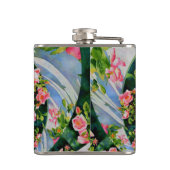 エレガントレトロbohoウォーター色ピンクフローラ フラスク (裏面)