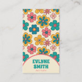 エレガントレトロQRコードGroovyフローラユニークBoho 名刺 (正面)