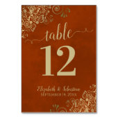 エレガントレースのよう金ゴールド書道ラストオレン結婚ジュ テーブルナンバー (裏面)