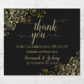 エレガントレースのよう金ゴールド結婚Black's Thank You ビールラベル (シングルラベル)