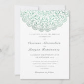 エレガントレースグリーン結婚マンダラ 招待状 (正面)