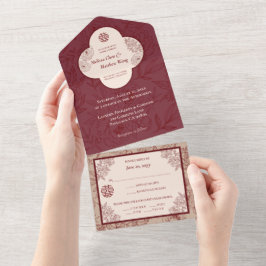 エレガントレースフローラ中国の結婚の オールインワン招待状