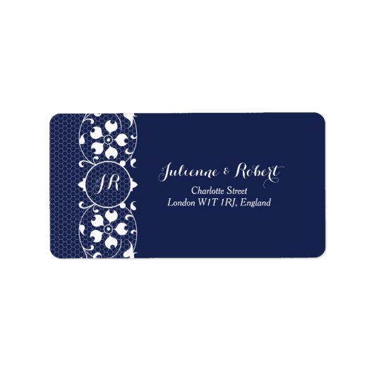 エレガントレースモノグ結婚ラム住所 シール (正面)