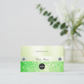 エレガントロきらめくゴ付き草の緑のグリッター 名刺 (スタンド正面)