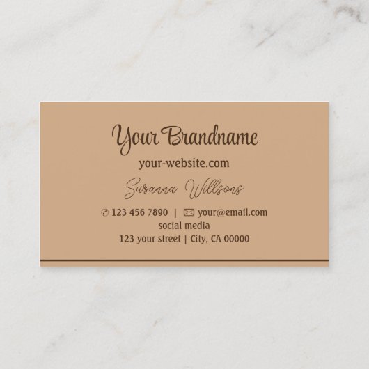 エレガントロゴ付きベージュストライプブラウンプロフェッショナル 名刺 (裏面)