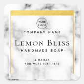 エレガントロゴ白縁ど大理石製品ラベル スクエアシール (正面)