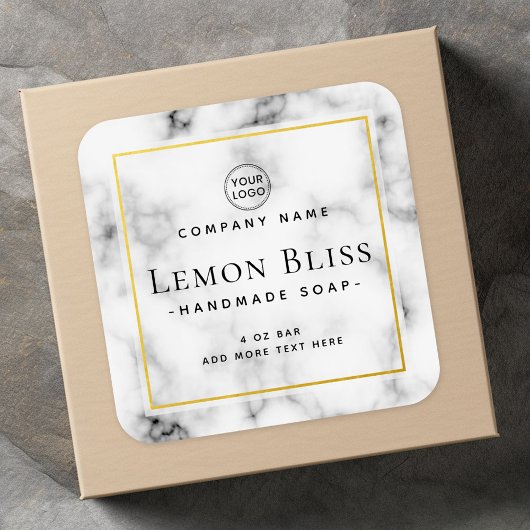 エレガントロゴ白縁ど大理石製品ラベル スクエアシール