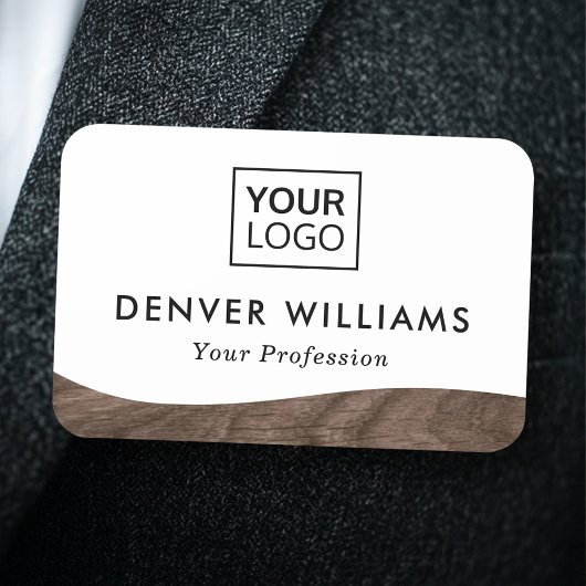 エレガントロゴ茶色の木目の波を白縁どに追加 名札