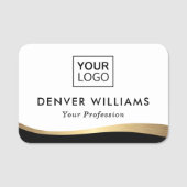 エレガントロゴ黒の黄金のグラデーションフェイクを追加縁ど追加 名札 (正面)