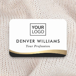 エレガントロゴ黒の黄金のグラデーションフェイクを追加縁ど追加 名札