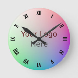 エレガントロゴ、写真オンパステルレインボカラーホイール ラウンド壁時計