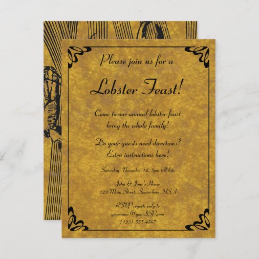 エレガントロブスター饗宴パーティー 招待状 (正面/裏面)